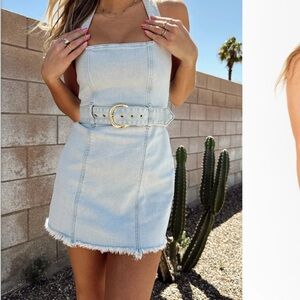 Show Me Your Mumu Denim Halter Mini Dress